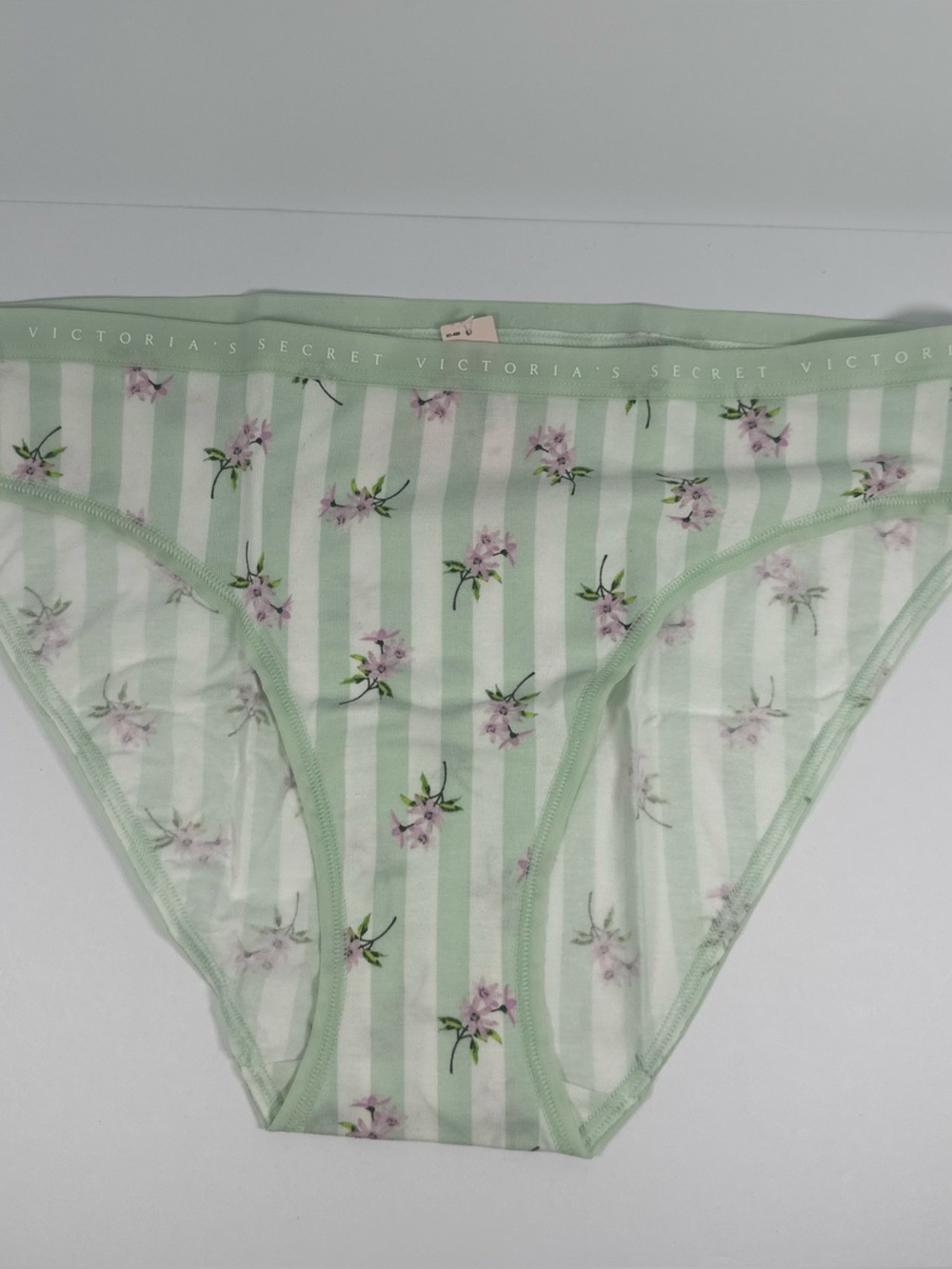 Victoria's Secret Mint Green & White Striped Floral Bikini
